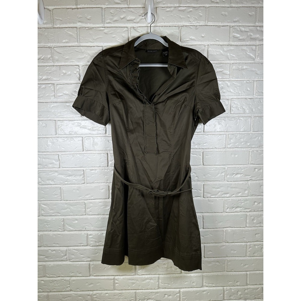 New York & Company Size 14 Y2K Olive Utility Dress Belted Career Girl